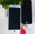 iPhone LCD touch screen replacement panel showing black and white colour options for 6 7 8 series