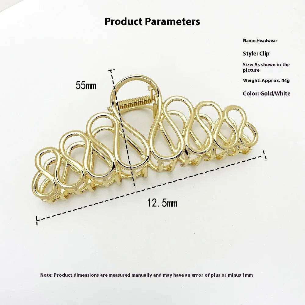 Minimalist large updo hair clip with tassel detail in gold or silver electroplated alloy