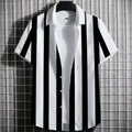 Men's striped linen T-shirt with 3D printing design in extended sizes