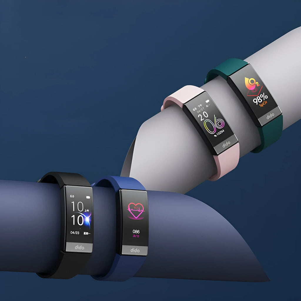 Y6 Black smart health bracelet with 1.1-inch screen on a wrist, showing ECG and heart rate data.