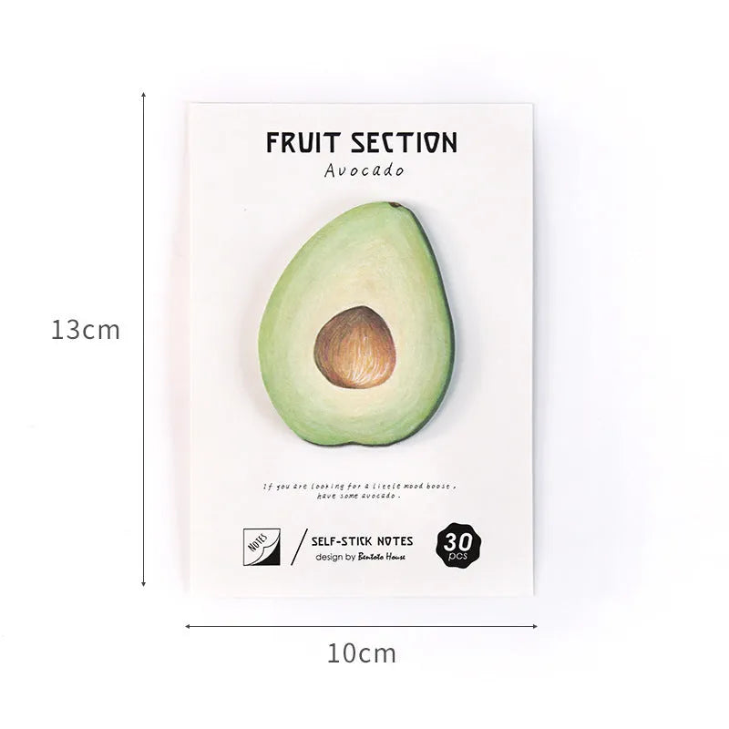Fruit series notepaper pad with 30 sheets of thick special paper in avocado colour option