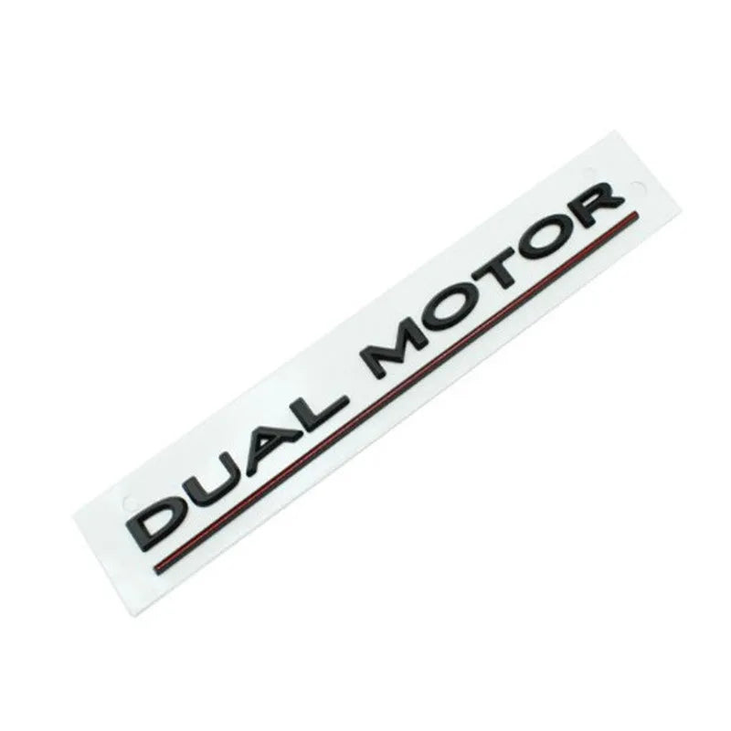 ABS plastic Tesla Model 3 bumper sticker measuring 19cm by 3cm in matte black and red stripes
