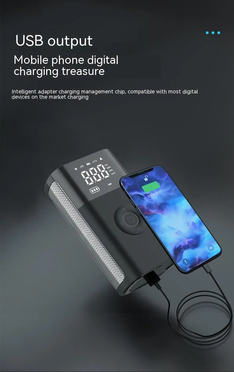 T2191-2 wireless digital handheld air pump with LCD display and multiple valve adapters