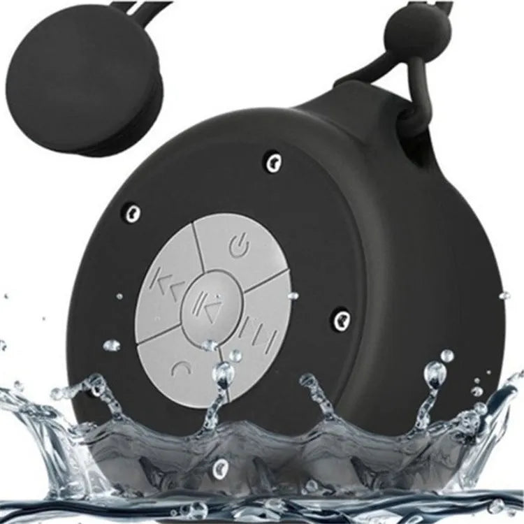Compact Bluetooth speaker with suction cup base in black, blue and pink options