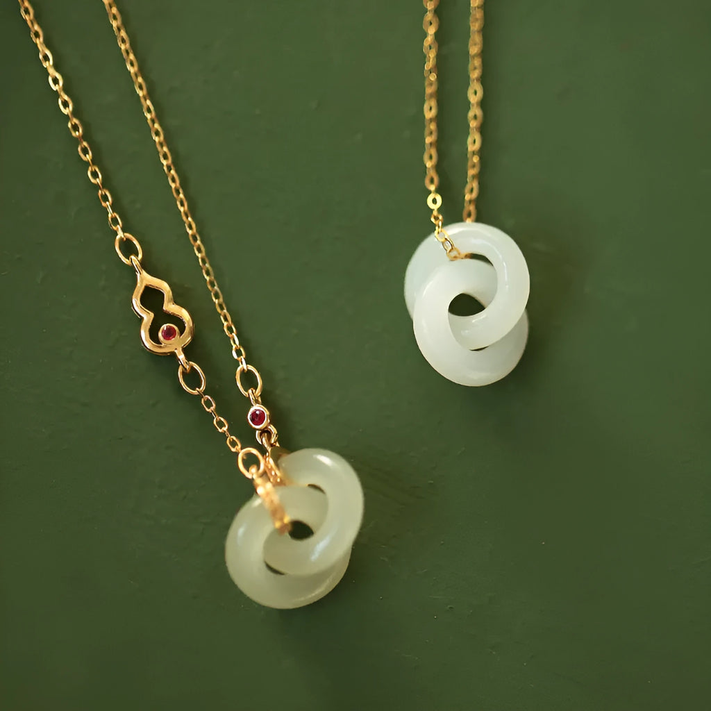 Gold-plated necklace with natural Hetian jade inlaid pendant on copper cross chain, white or grey jade, 41-50cm