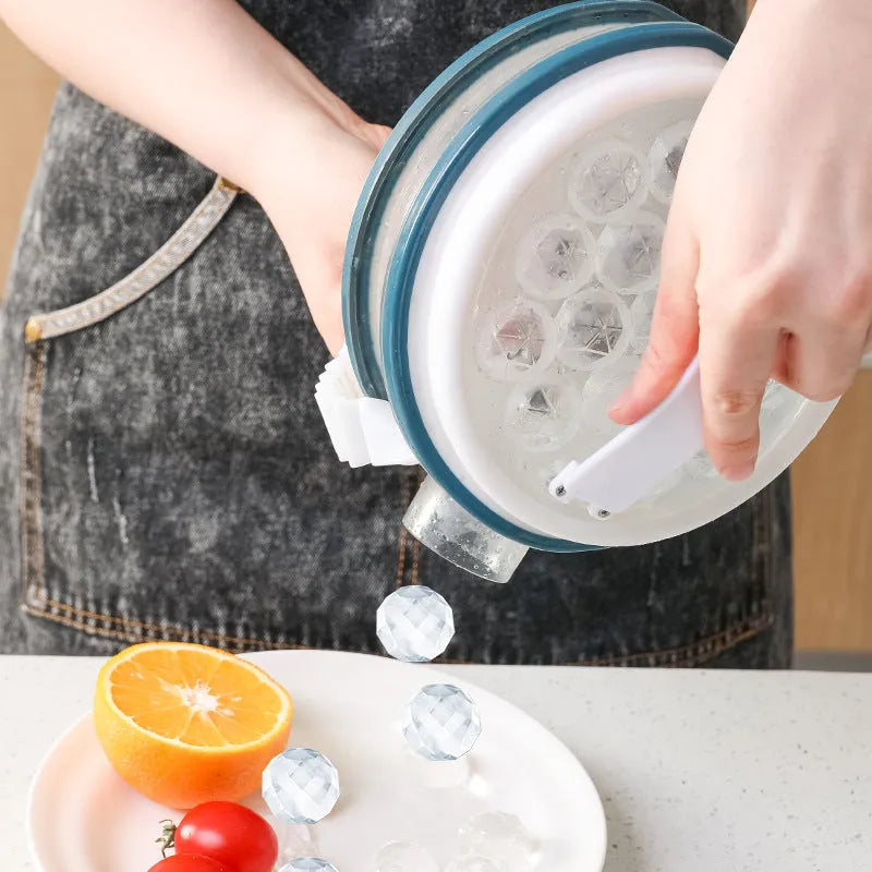 2 in 1 portable ice bottle and ice ball maker in light grey or blue with 800 capacity