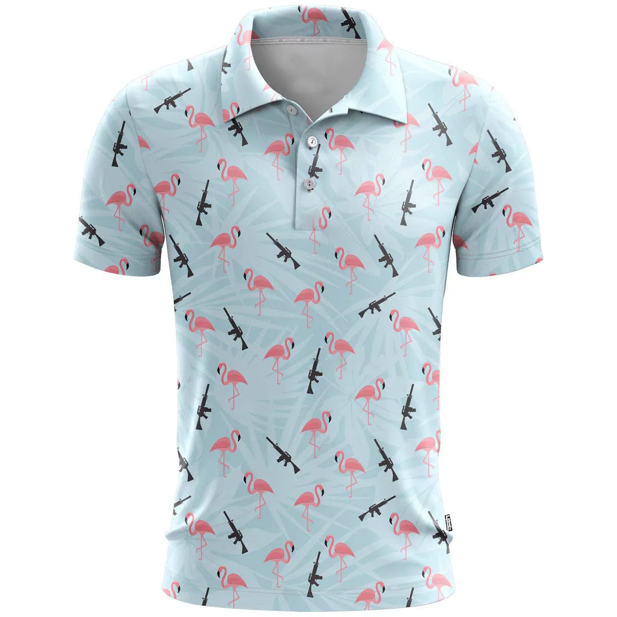 Loose fit 3D printed short sleeve casual T-shirt on a hanger, showing colour and pattern detail.