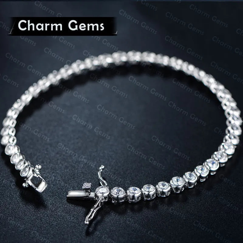 Real gold electroplated bracelet white colour on women wrist metal jewellery