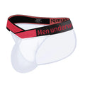 Men's black ice silk briefs showing large V gradient design and low waist.