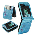 Samsung Galaxy Z Flip folding phone case with patchwork retro pattern and multi-card flip design