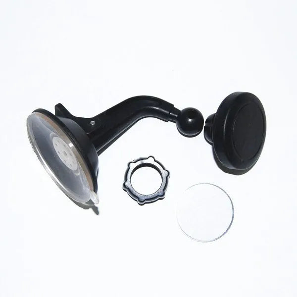 Black magnetic car phone holder with 360-degree rotation for dashboard and windshield mounting