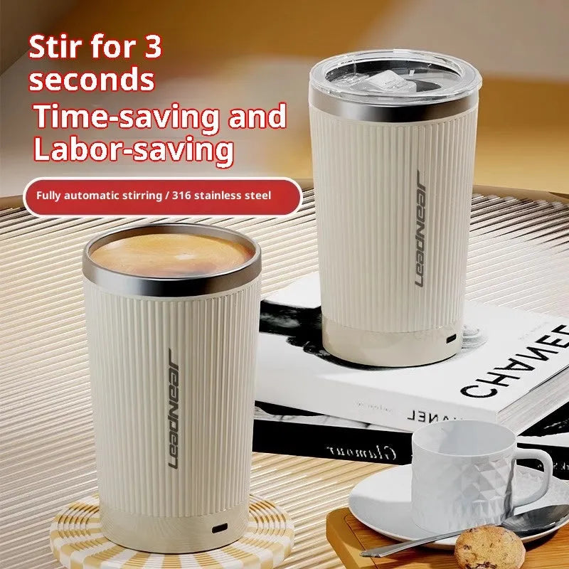 Fully automatic mixing cup in 316 stainless steel with 400ml capacity and removable base in white colour