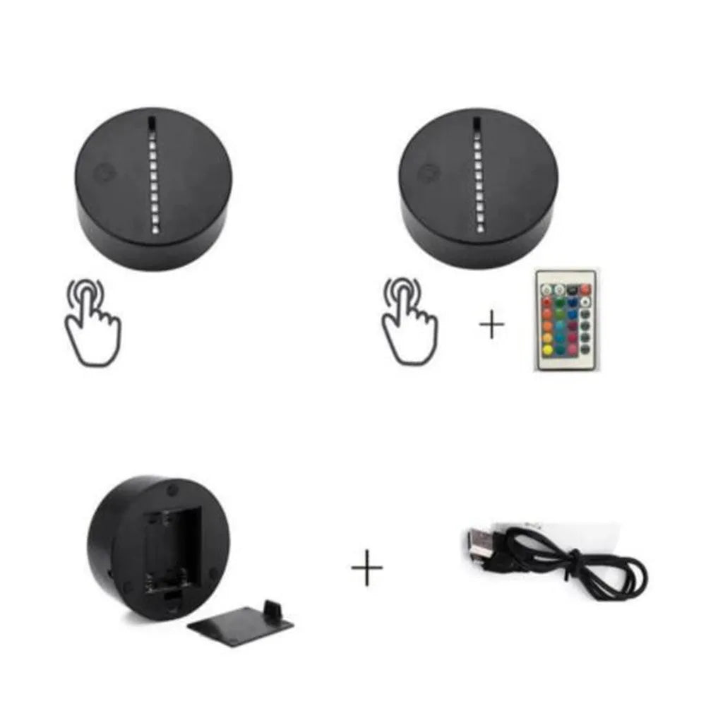 Panda-shaped acrylic night light with remote control on a table, showing multi-coloured LED illumination.