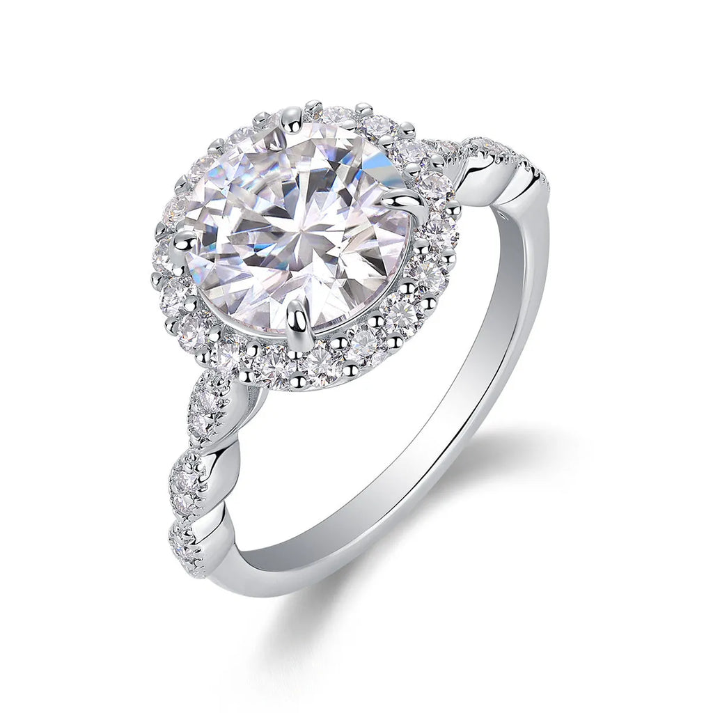 3-carat moissanite wedding ring set with S925 silver and platinum plating in gift box