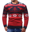 Christmas fawn sweater, slim fit round neck, mohair blend, Korean style print, black or red
