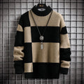 Men's casual cardigan sweater coat in modal fabric, colour block design, available in white collar with black option, thickened loose fit.