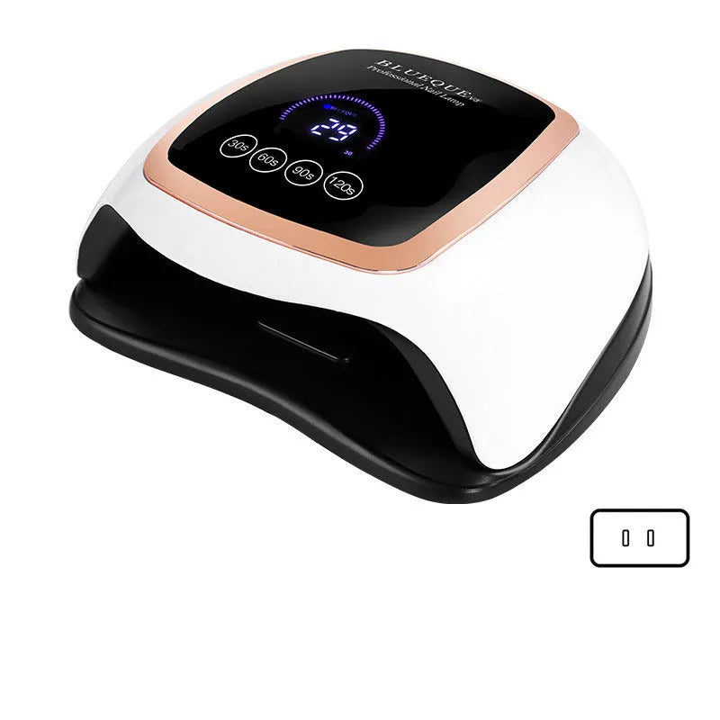 BLUEQUE V3 168W UV LED nail lamp with 42 gold wire beads, ABS plastic housing, compact 23.5cm x 20cm x 8cm