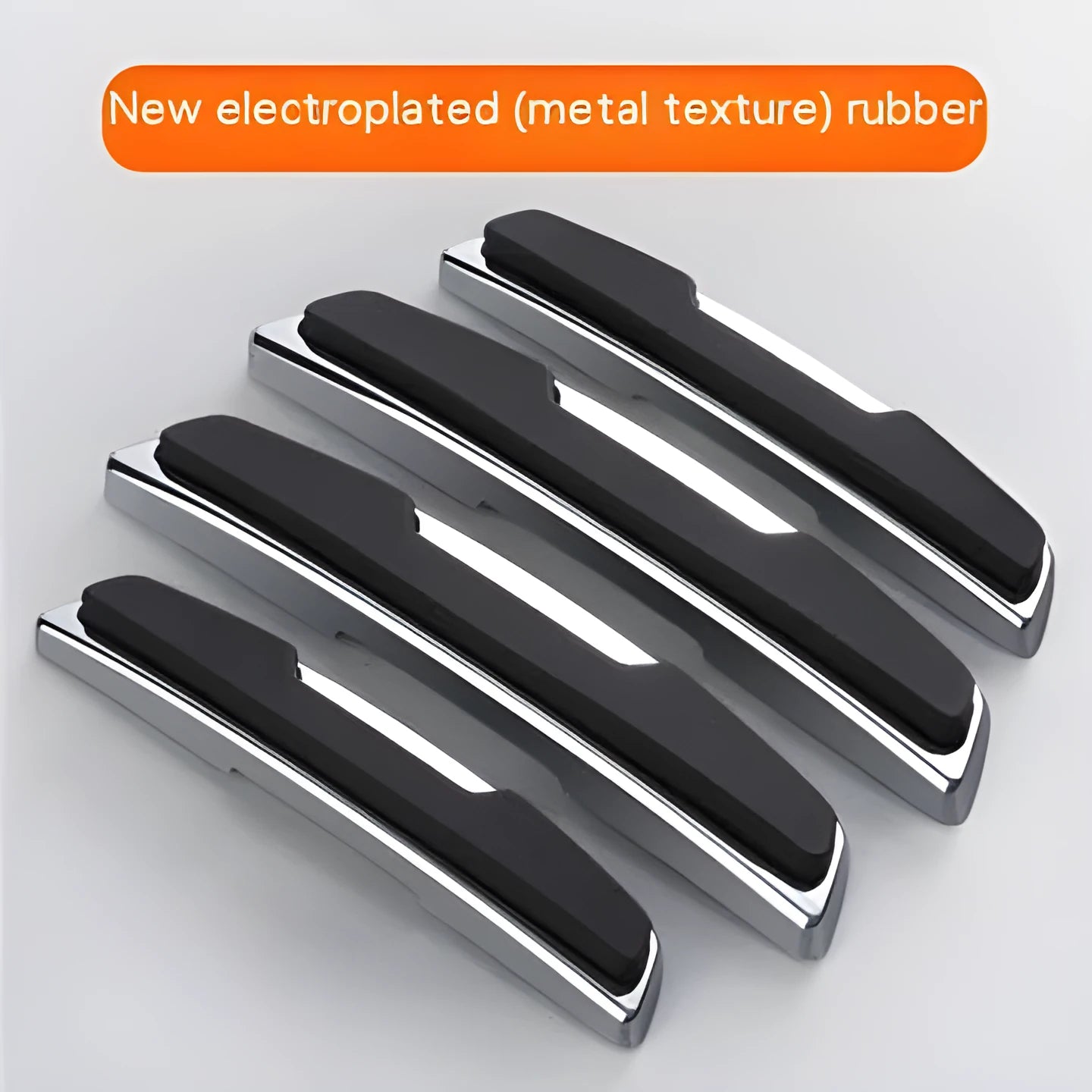 Four black silicone car door bumper strips for edge protection, each measuring 9.5cm by 2cm.