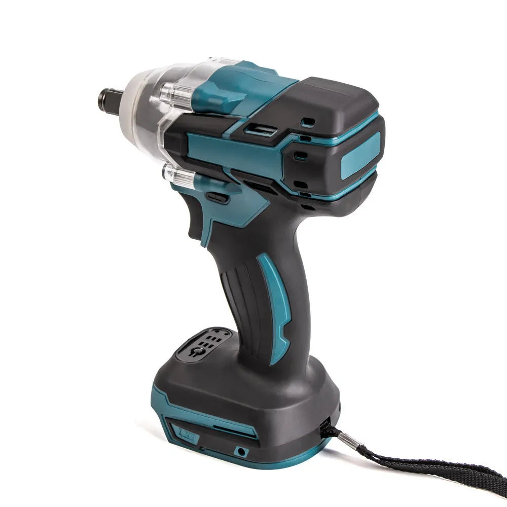 Orange dual-use brushless electric wrench with 12.5mm square drive and lithium battery for automotive use