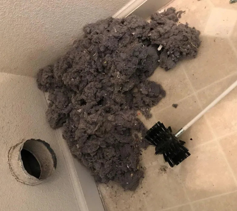 Flexible chimney and dryer vent cleaning brush set with bendable rods and nylon brush head.