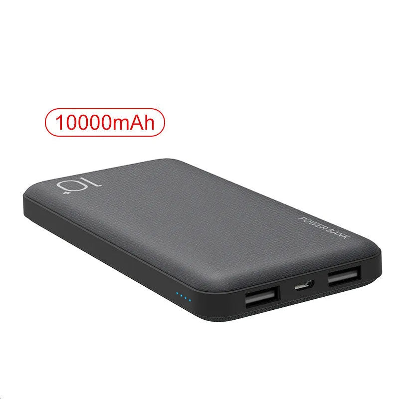 White 10000mAh portable mobile power supply with multi-U port output, plastic shell, 138x68x16mm