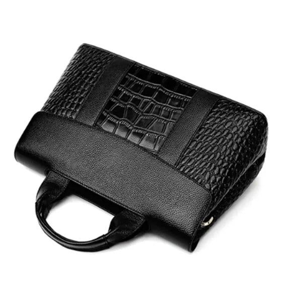Simple women's black shoulder bag with PU lining, large size 36cm width, structured shape