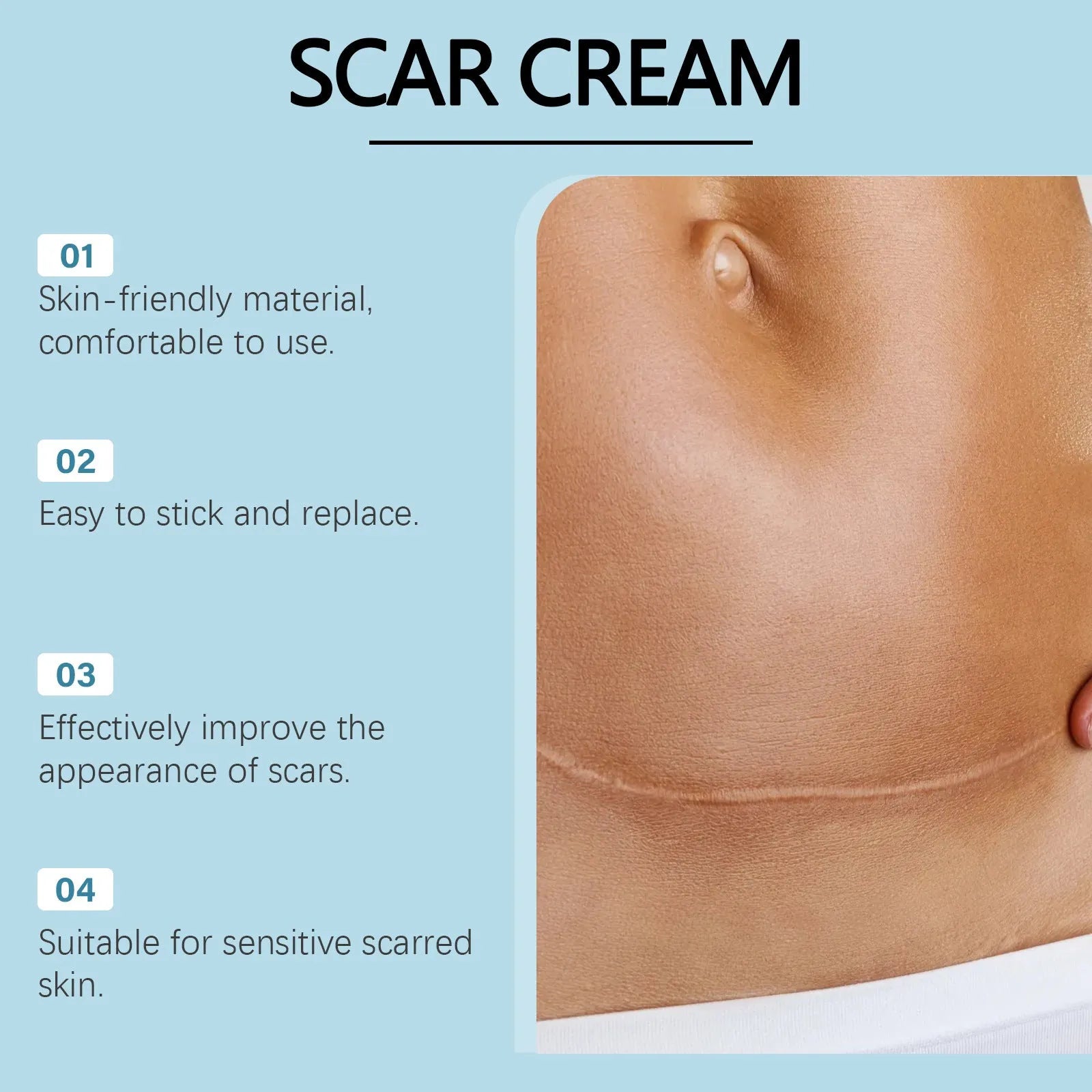 Clear transparent silicone scar patch roll for skin smoothing with mint leaf formula