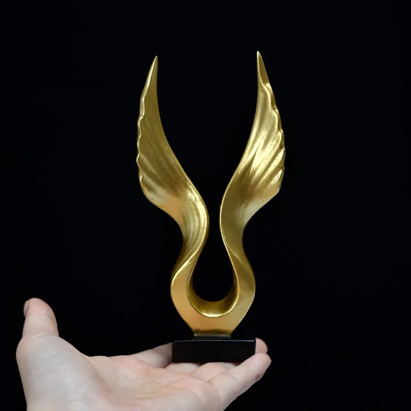 Mini synthetic resin wing ornament in golden, gold silver, white or black Roc and Angel designs