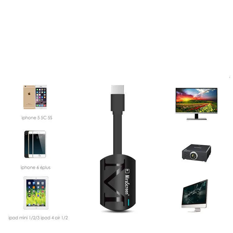 Black USB HDMI TV Dongle for phone to television screen mirroring.