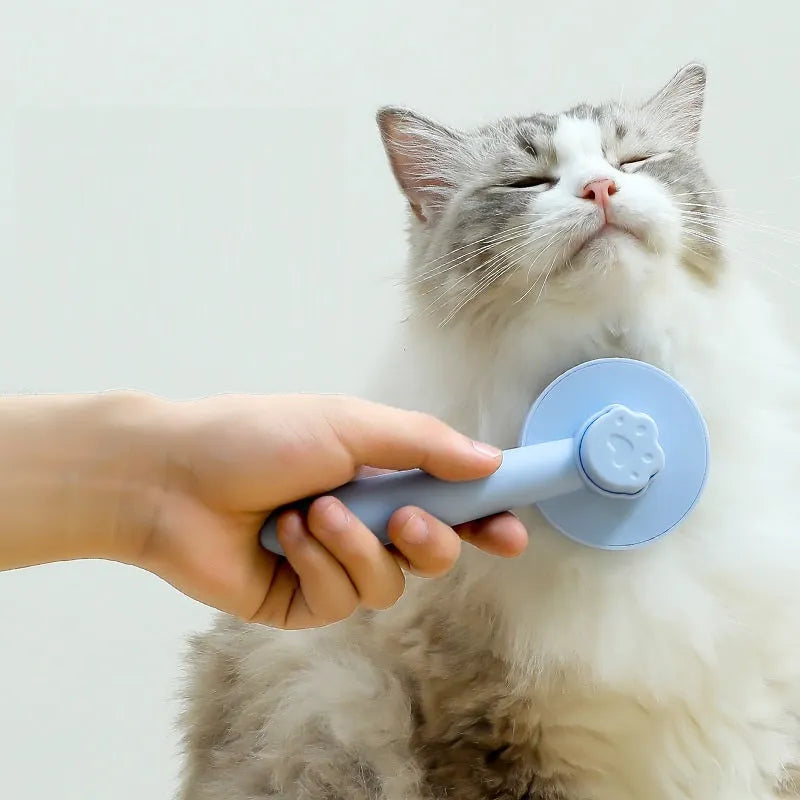 Cat comb with 178 steel needles and HTPE protection points in blue for pet grooming