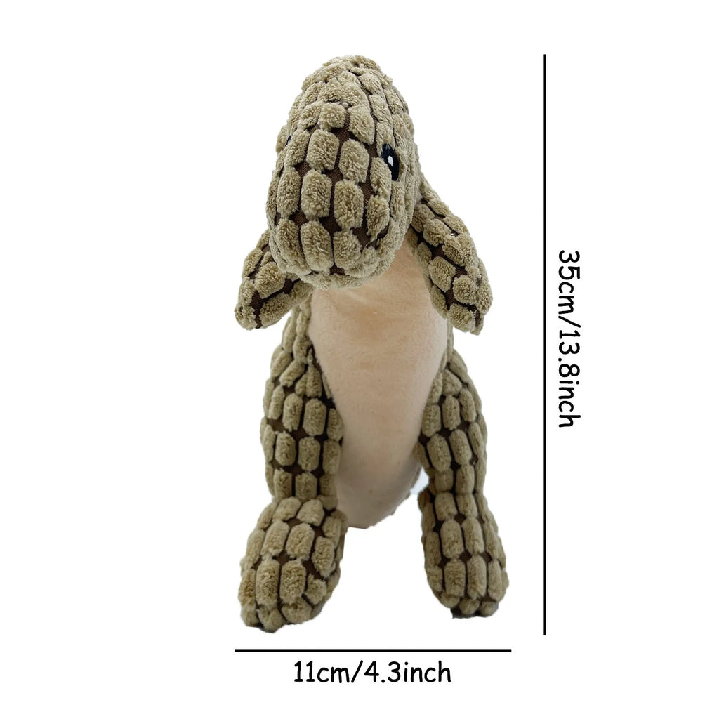 Grey, green, or orange bite-resistant dog toy with sound for puppies and large breeds.