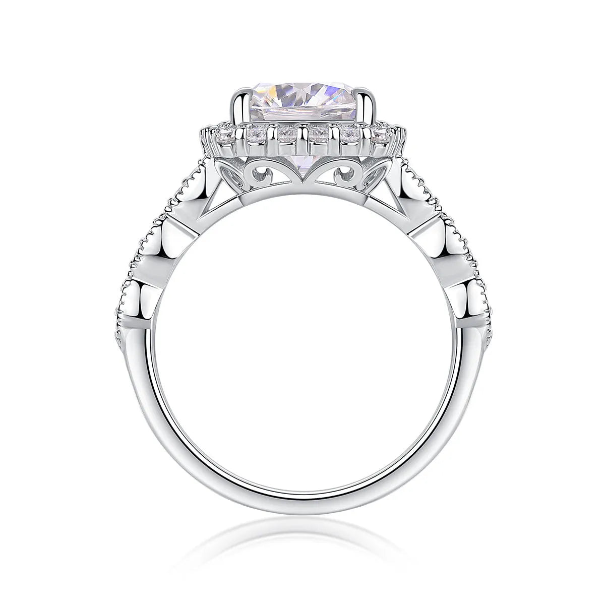 Square moissanite ring in S925 silver with platinum plating, 8.5mm stone, sizes 5-9, GRA certificate and gift box