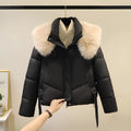 Women's short cotton-padded jacket with stand-up collar in loose style