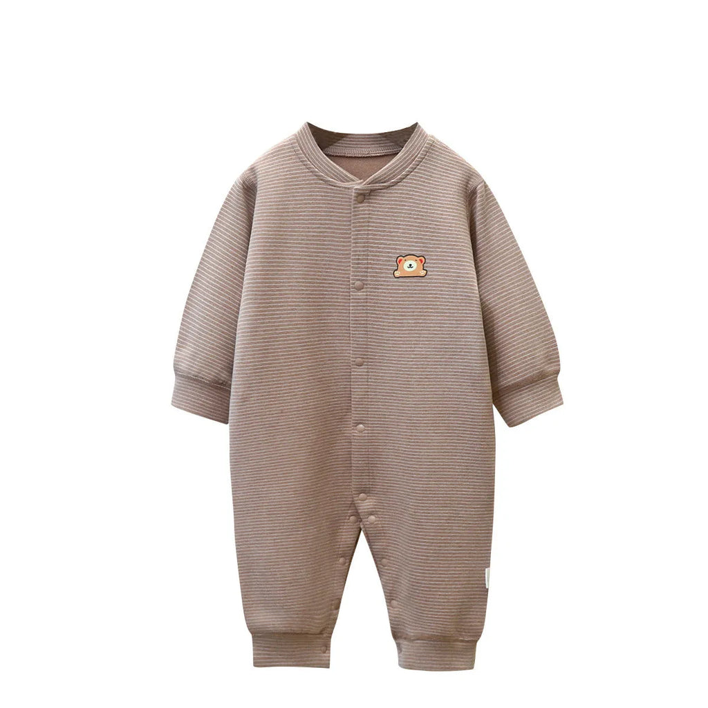 Baby Dralon striped romper jumpsuit in thickened polyester fibre with hide hooks closure, suitable for 66-90cm height