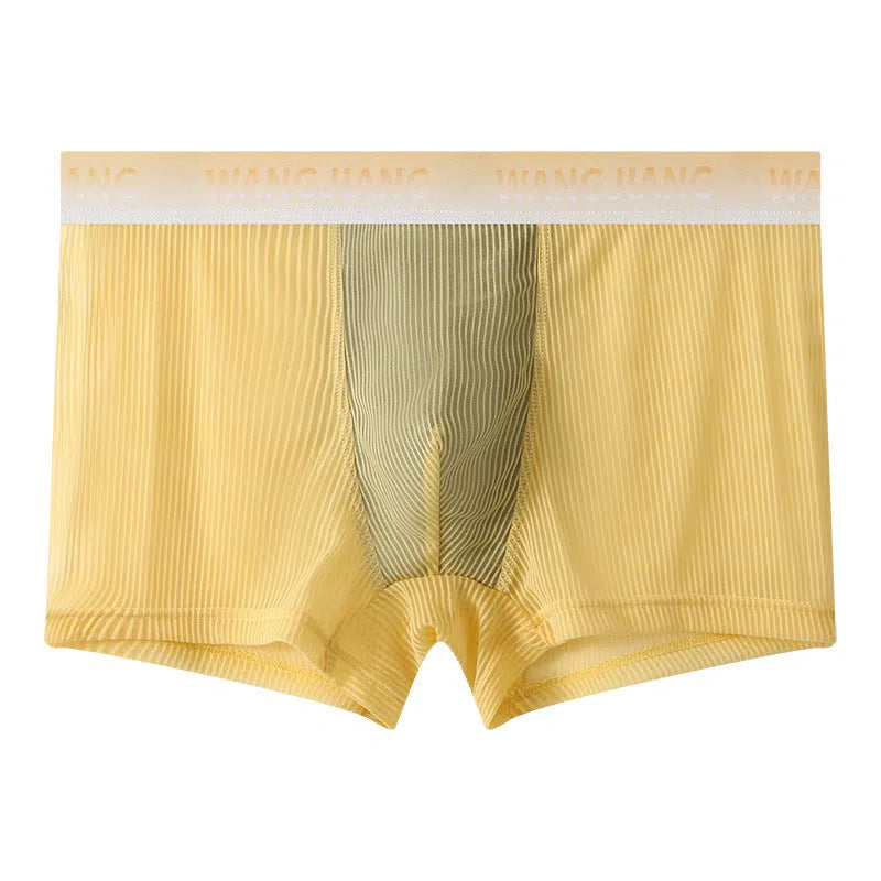 Men's ice silk mesh boxer shorts in black, low waist, quick drying, breathable polyester, sizes M-XXXL