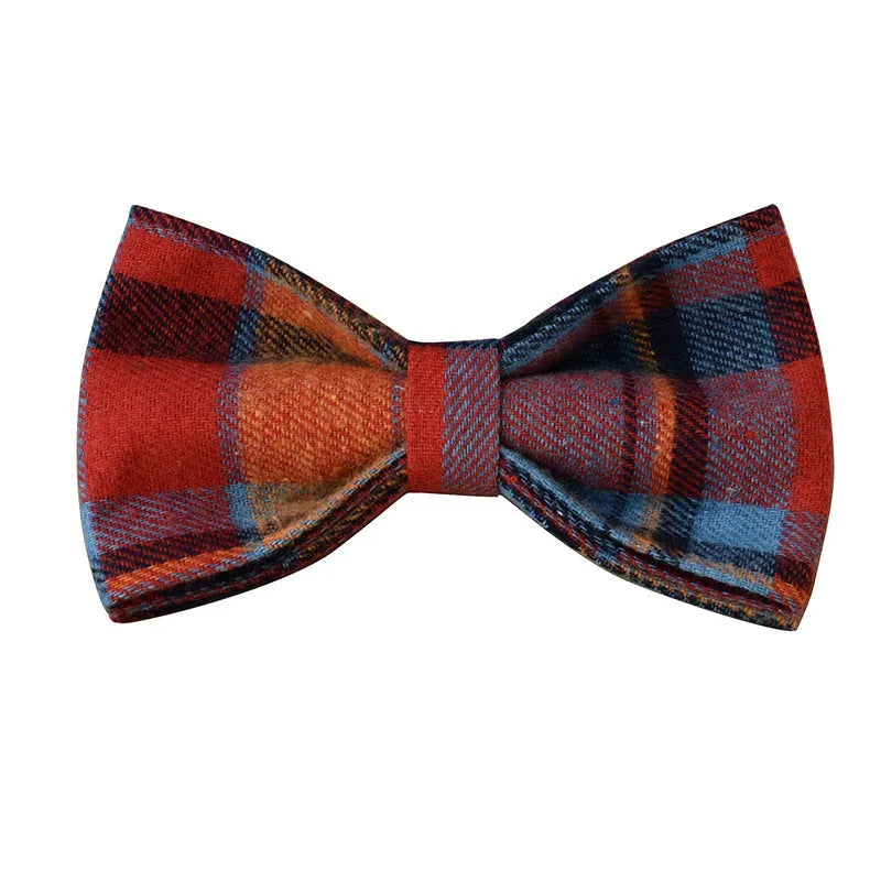 Blue velvet plaid pattern dog collar with an alloy metal buckle on a white background