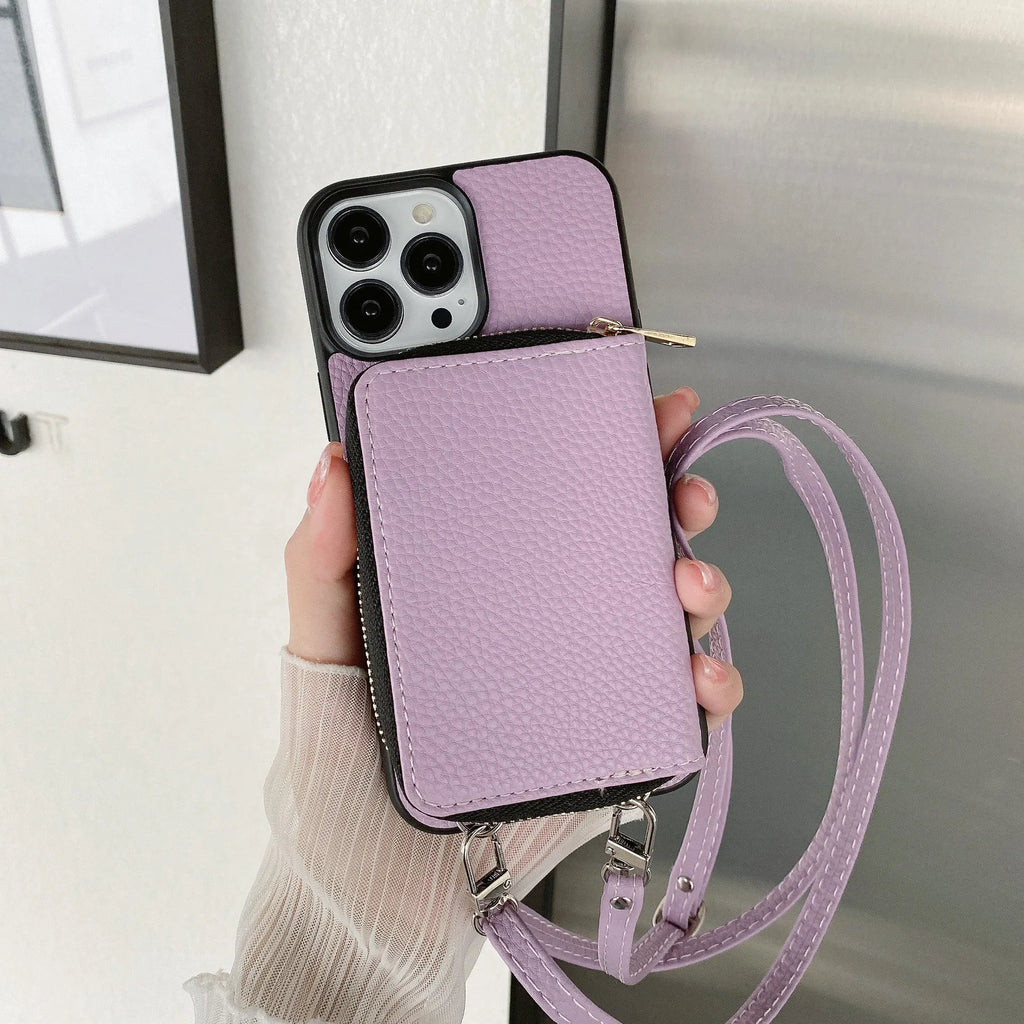 Litchi patterned protective phone case for iPhone models in various colours including black and green.