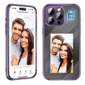 Black iPhone 15 Pro Max flip case with NFC ink screen for custom designs