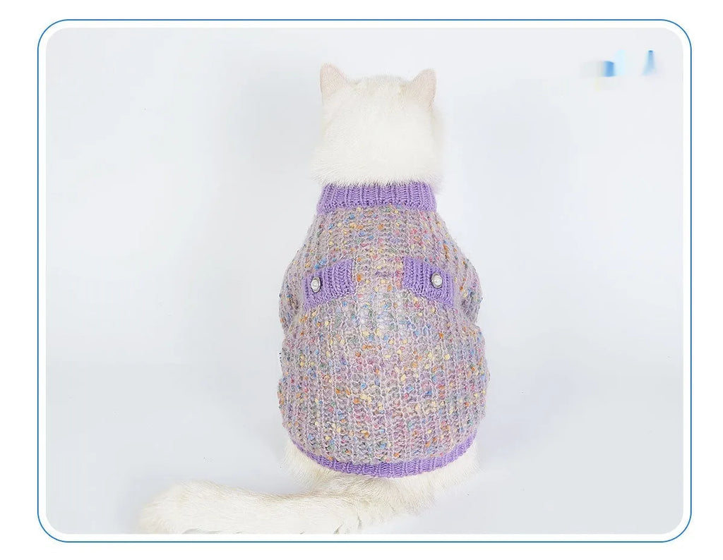 Purple dog sweater cardigan with textured soft glutinous bean design for XL and XXL breed dogs