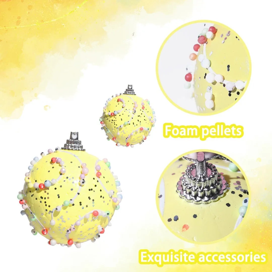 Set of 6cm and 8cm foam Christmas macaron ball candy series pendants in festive colours