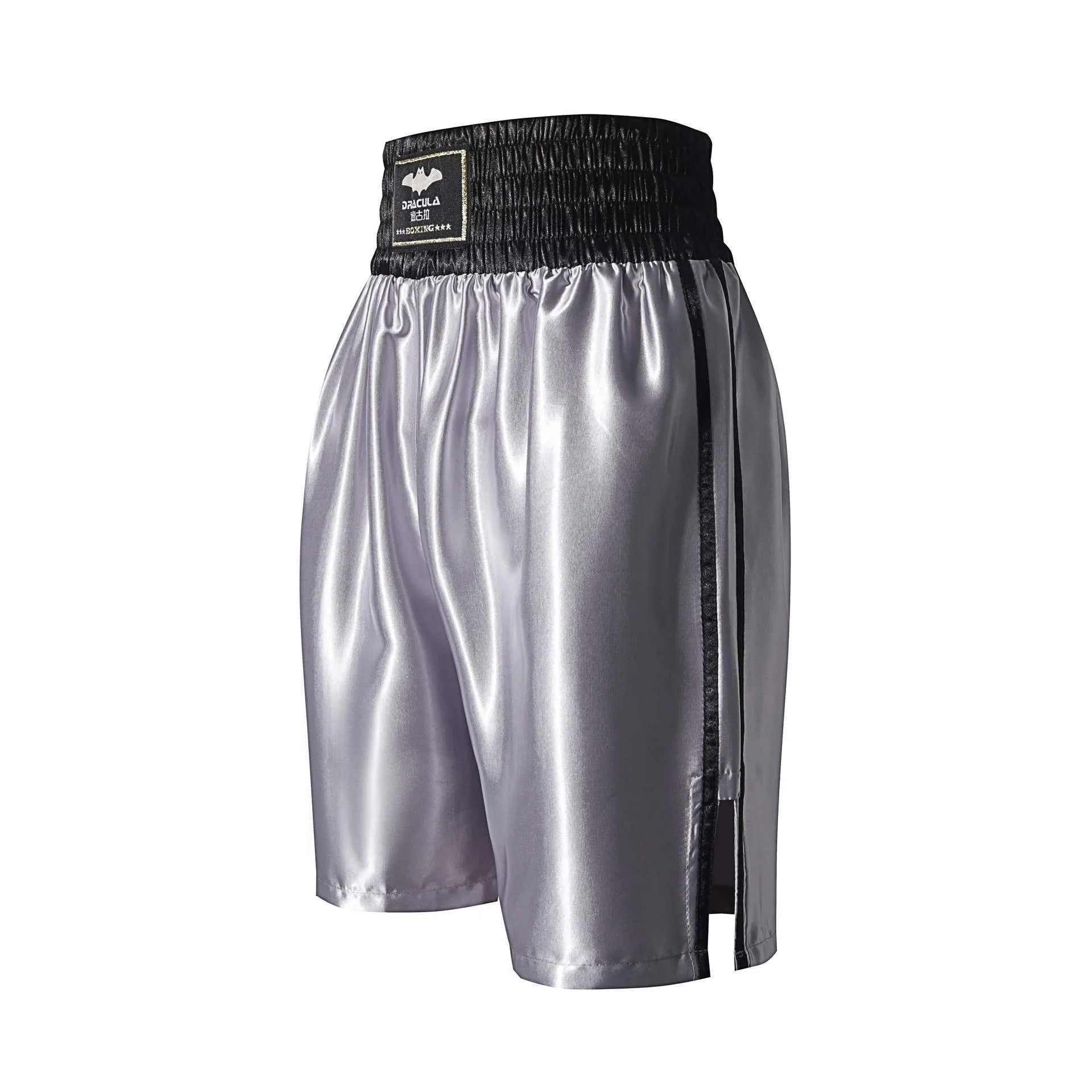 Professional Sanda fighting shorts in black and red double-layer nylon fabric unisex design size L