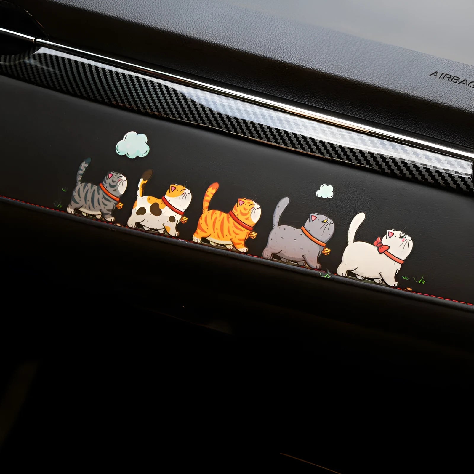 Five walking cats car sticker in waterproof PVC material available in three sizes for vehicle decoration