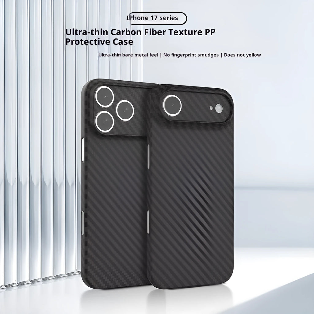 Kevlar carbon fibre texture PP phone case for iPhone, Pure Black colour, minimalist back cover design