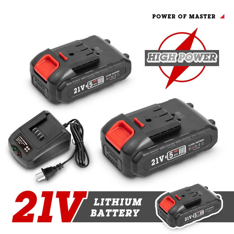 Red rechargeable electric branch shears with lithium battery, 220V US plug, and plastic box set for garden pruning