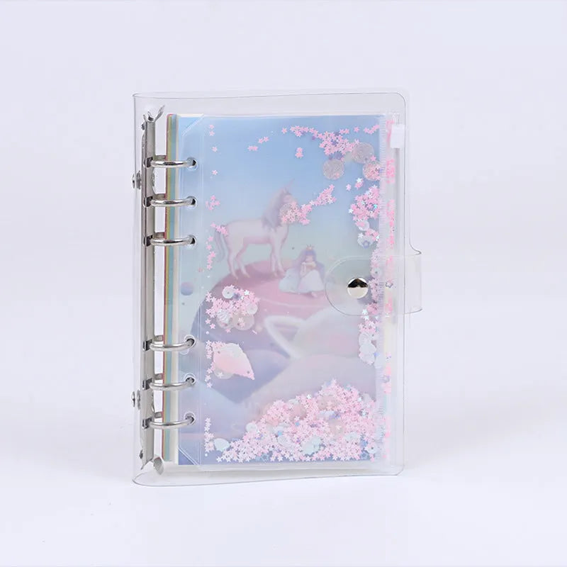 PVC-covered A5 metal ring binder in Alice Castle colour with loose-leaf paper and pull side bag.