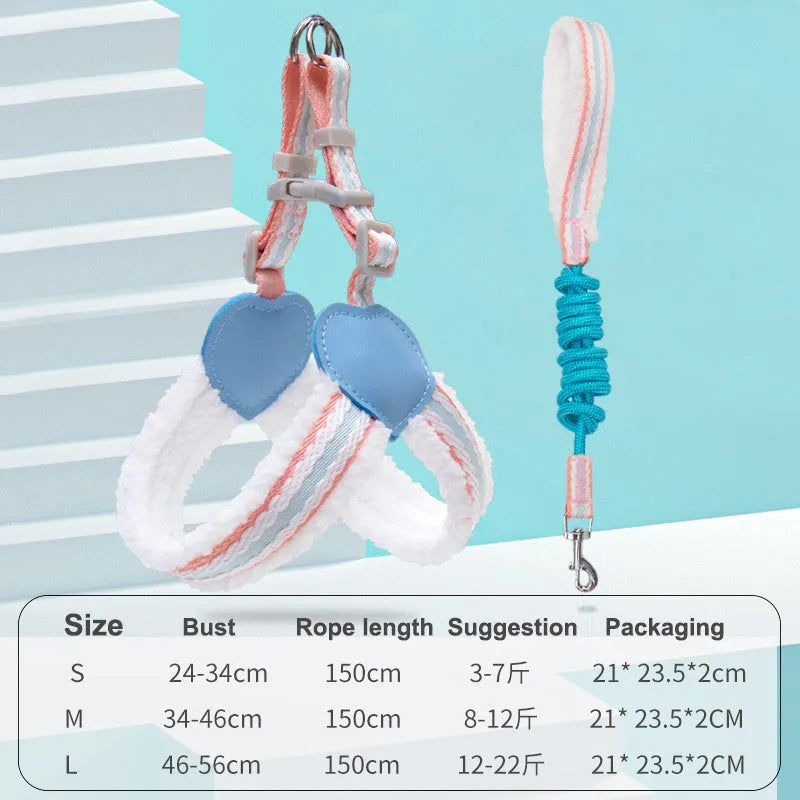 Blue breathable mesh dog harness vest with attached 1.5m lead for small medium breeds Corgi Shiba Inu