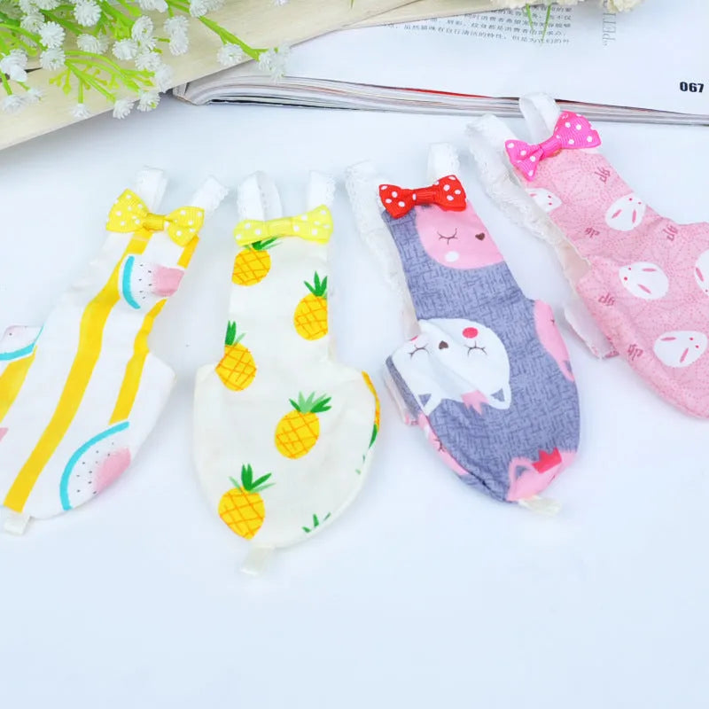Creative printed cotton bird diaper in Pink Rabbit pattern for small parrots, size M