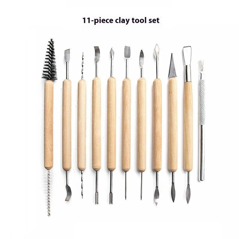 11-piece clay tools set for pottery repair and billet preparation work