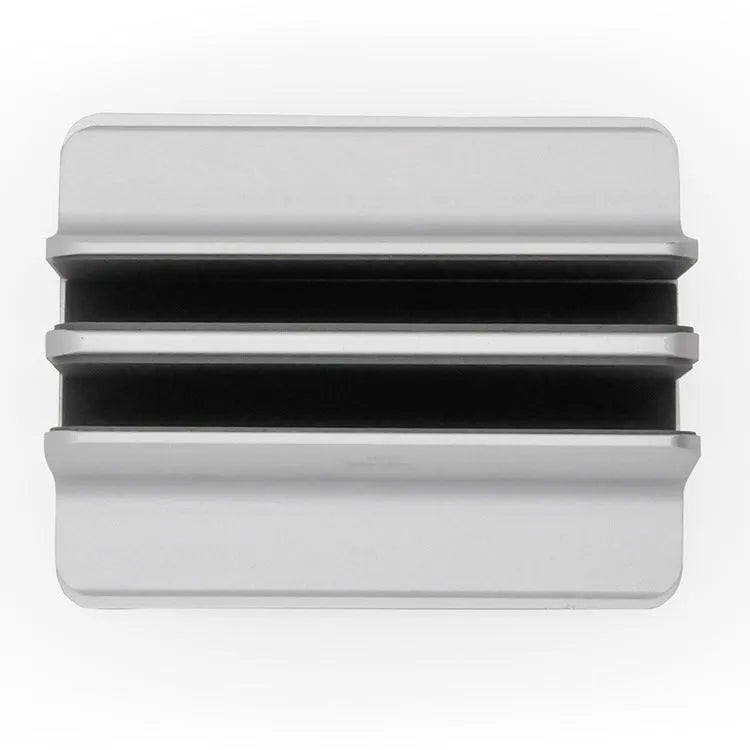 Aluminium alloy laptop vertical bracket base in silver finish, 12x15x4.7cm