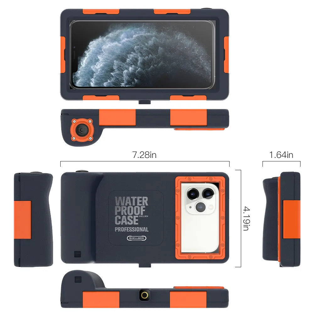 Orange universal waterproof phone case for iPhone and Samsung smartphones
